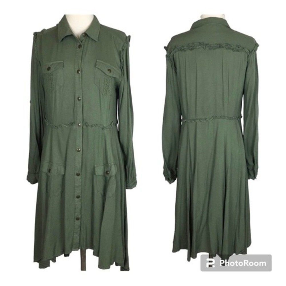 Matilda Jane Green Once Upon A Time Tree Canopy Button Up Lace Hi Low Dress S